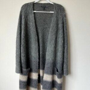 Eileen Fisher Italian Yarn Mohair Alpaca Blend Simple Longline Cardigan Sweater